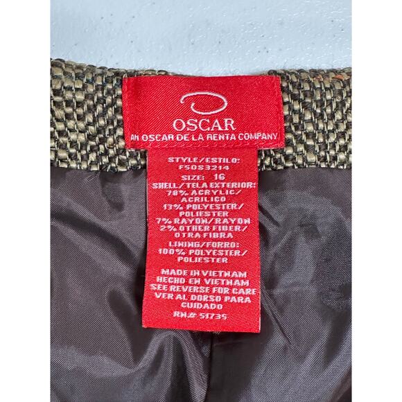 Oscar de la Renta Skirt Womens 16 Brown A-Line Tweed Career Classic Work Church - Picture 4 of 7